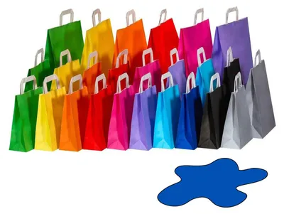 Produktbild von 250x Papiertragetaschen Papiertaschen Flachhenkel 18x8x22cm blau 70gr.