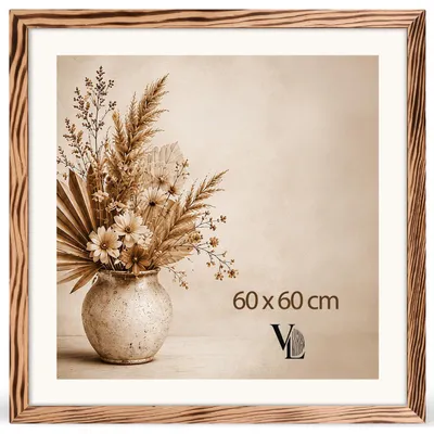 Produktbild von Velora H&L Bilderrahmen 60 x 60 cm geflammt - Echtholzrahmen mit Acrylglas, Fotorahmen, Posterrahmen für Bilder, Fotos, Puzzels und Urkunden
