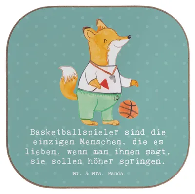 Produktbild von Mr. & Mrs. Panda Tassen Untersetzer Basketball Motivation - Meeresbrise - Geschenk, Coaster, Dunking, Training, Sport, Teamsport, für Gläser, Sprungkraft, bieruntersetzer