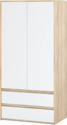 Zdjęcie produktu dla Szafa Garderoba 90Cm 2 Szuflady Półki Drążek Salon Sypialnia Sonoma Biały