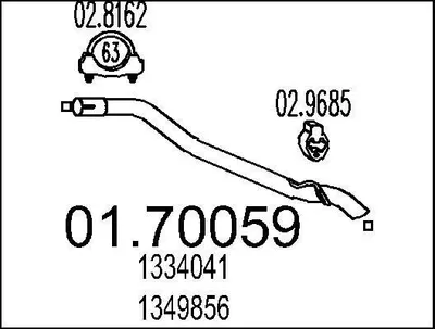 Produktbild von MTS Abgasrohr Auspuffrohr für FORD Focus II Kombi (DA, FFS, DS) Hinten 01.70059