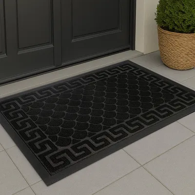 Produktbild von Fußmatte Tivoli 60x90 cm Schwarz – für Innen & Außen, rutschfest, modernes 3D-Design, leicht zu reinigen, Schmutzfangmatte für die Haustür