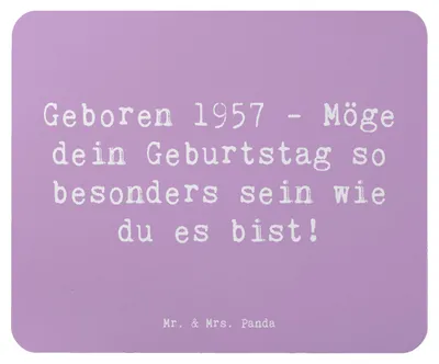 Produktbild von Mr. & Mrs. Panda Mouse Pad Spruch 1957 Geburtstag - Lavendeltraum - Geschenk, Jubiläum, Glückwunsch, herzlicher Wunsch, mauspad pc, laptop, Geburtstagsgeschenk, Mousepad