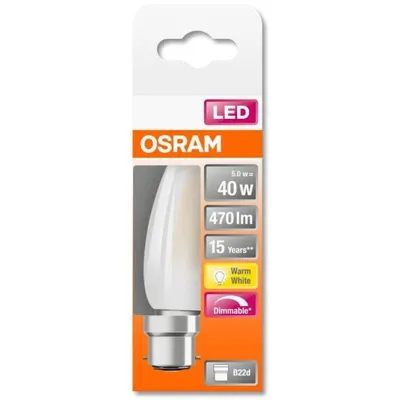 Produktbild von Osram SST CLAS B 40 5 W/2700K B22D LED-Kerze, Sockel B22, 5 Watt, Warmweiß, 2700 K, dimmbar