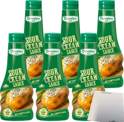 Produktbild von Develey Sour Cream Sauce mit Schnittlauch 6er Pack (6x250ml Flasche) + usy Block