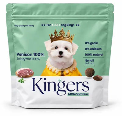 Zdjęcie produktu dla KINGERS Sarnina 2 kg karma sucha monobiałkowa dla małych psów, Obraz wygenerowany przez AI