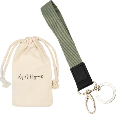 Produktbild von Schlüsselband Schlüsselanhänger kurz mit Schlüsselring & Karabiner | Khaki