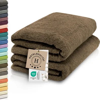 Produktbild von 2er Set Saunahandtuch Baumwolle, 70x200 cm, braun, 420g/qm