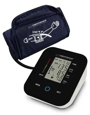 Obrázek produktu pro Tlakoměr Esperanza ECB006, LCD displej, 99 paměťových pozic, USB-C, černý