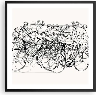 Produktbild von Gerahmtes Poster - Schwarzer Rahmen - Fahrrad Rennen Rad - 60x60 cm - Wand Bild - Wanddeko - Wandbilder - Kunstposter - Wandposter - Bilderrahmen - Bilder - Kunstdruck - Wandbild - P2BAC60x60-4122