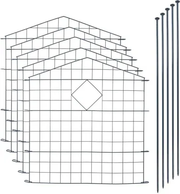 Produktbild von Teichzaun Oberbogen spitz 11tlg Set Gitter Steck Zaun Metall 5 Zaunelemente