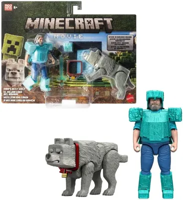 Produktbild von Minecraft The Movie Steve &  Wolf set 2 figures
