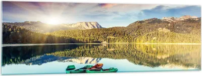 Produktbild von Bilder auf glas - See Berge Wasser - 160x50cm - Glasbilder - Wandbilder - Kunstdruck - zum Aufhängen bereit - Wanddekoration aus Glas - Glas Bilder - Wandbild auf Glas - Einteilig - GAB160x50-3595