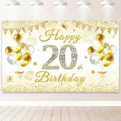 Produktbild von Geburtstagsbanner 20. Geburtstag, 180 cm, Fotohintergrund für Feier