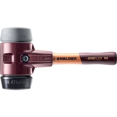 Produktbild von HALDER SIMPLEX Schonhammer Ø 80 mm Gummi / TPE-mid grau mit extra kurzem Stiel und Termpergussgehäuse