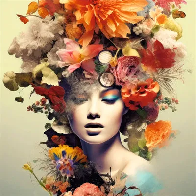 Produktbild von Glasbild Flowers On Her Head III 20x20 cm