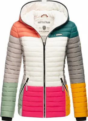Produktbild von Navahoo Damen Jacke Steppjacke Outdoor Übergangsjacke gesteppt Kapuze Multikulti Dark 2 Gr. 34 - XS