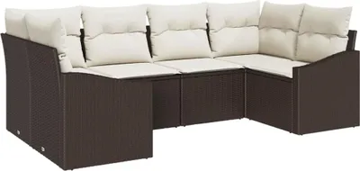 Obrázek produktu pro vidaXL Sada pohovek, 6 kusů, hnědá [syntetický materiál]: Polyratan