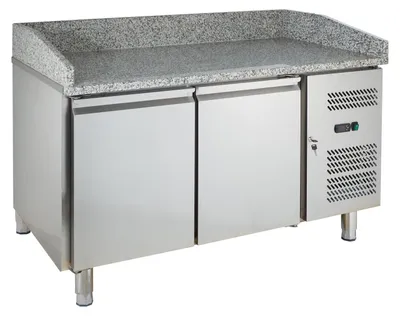 Produktbild von GastroHero Pizzakühltisch 1510x800 mm Granitplatte 2 Türen Edelstahl Kühltisch -2 bis +8 °C 390 Liter Pizzatisch ECO