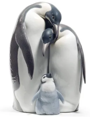 Obrázek produktu pro Casa Padrino porcelánová figurka / soška tučňáčí rodinka pestrobarevná 16 x v. 25 cm - Luxury Collection