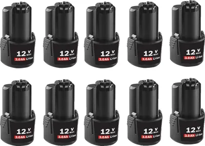Obrázek produktu pro Náhradní baterie pro elektrické nářadí Bosch, kapacita 3000mAh, 10,8V/12V Max, 10 kusů