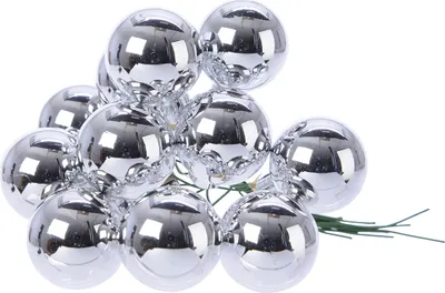 Produktbild von Weihnachtskugeln am Draht 2,5cm Glas 12 Stück - Silber glänzend