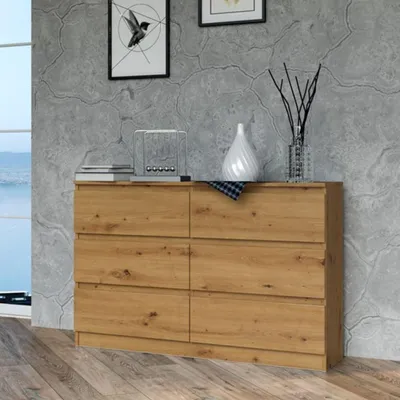 Image de Commode, chambre à coucher couloir, armoire, sideboard, highboard avec 6 tiroirs, largeur 120 cm hauteur 75 | Artisan