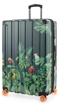 Immagine prodotto di HAUPTSTADTKOFFER Q-Damm - Valigia grande trolley a guscio duro valigia XXL estensione, valigia espandibile Jungle Edition, 77cm, 133 L,Parrots
