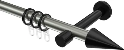 Produktbild von Interdeco Gardinenstange / Vorhangstange Edelstahl-Optik / Schwarz, Typ Prestige Savio (Kegel), 20 mm Ø 1-läufig, 240 cm