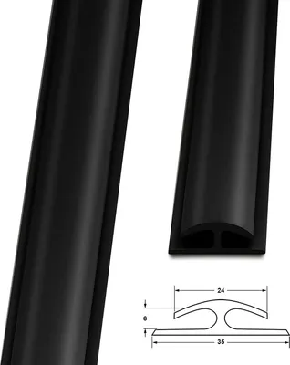 Produktbild von Doppeleinfassleiste Jersey Übergangsprofil Selbstklebende Rückseite 24x35 mm Schwarz Länge: 1 m