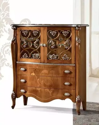 Produktbild von Klassische Braune Antik Stil Kommode 3x Schubladen Wohnzimmer Stauraum