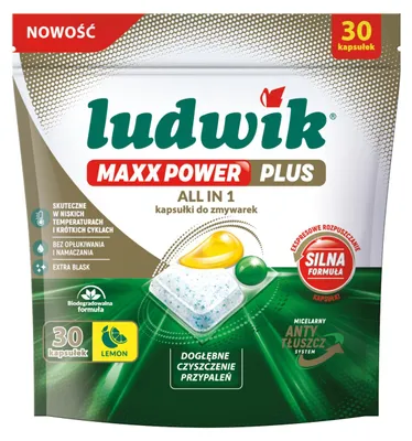 Produktbild von Ludwik Maxx Power Plus Geschirrspülkapseln, 30 Stück, Zitronenduft