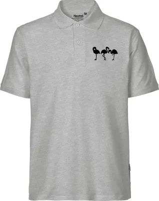 Produktbild von Huuraa Herren Polo Shirt Flamingos Silhouette S Sport Grey Bio Baumwolle Fairtrade Poloshirt Geschenkidee