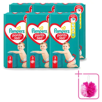 Image de 6 couches-culottes Pampers taille 3, pour enfants de 6 à 10 kg - Pack économique - 6 pièces