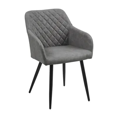 Image de CLIPOP Lot de 1 Chaise de salle à manger, similicuir Fauteuil rembourré avec dossier,Gris clair