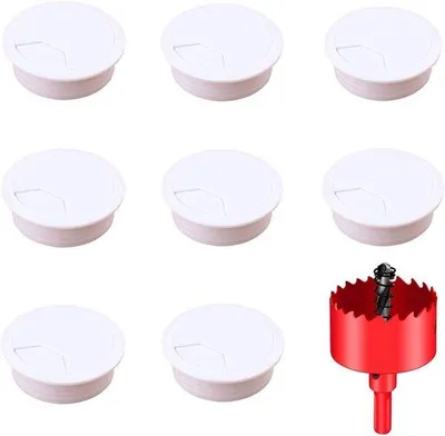 Zdjęcie produktu dla Organizer do kabli do biura – 8 sztuk – biały – 80 mm