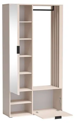 Produktbild von Garderobenschrank - mit Spiegel - Kaschmir - mit Ablagen und Kleiderstange