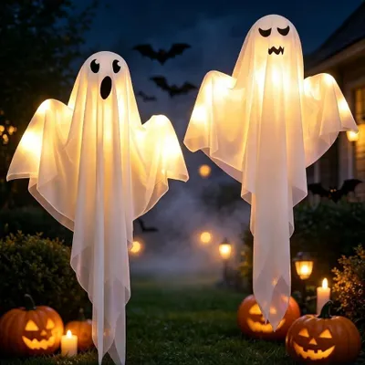 Immagine prodotto di Decorazione per Halloween a forma di fantasma - Set da 2 - 60 cm. Decorazioni per Halloween