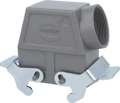 Produktbild von HARTING Han 10B Tüllengehäuse hoch, 1xPG29 seitlicher Kabelabgang, mit 2 Querbügeln Verschraubung PG29 Klemmbereich