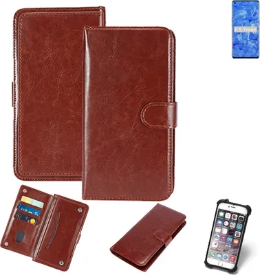 Produktbild von K-S-Trade 360° Hülle kompatibel mit Oppo Reno6 Pro+ 5G braun Kunstleder Case BookCase WalletCase Kunstlederederhülle Handyhülle, Rundumschutz
