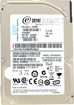 Immagine prodotto di Disco rigido IBM ST973451SS 73GB 15000Rpm Sas 2,5'' pollici 43X0839 42C0259