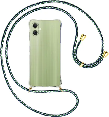 Produktbild von Handykette Backcover-Schutzhülle mit Band (Metall goldfarben) für Samsung Galaxy A06 4G - grün/blau/weiß