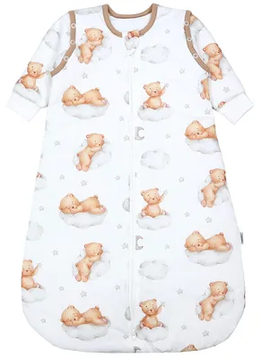 Produktbild von TupTam Schlafsack Baby 2.5 TOG - Ganzjahresschlafsack mit abnehmbaren Ärmeln, Farbe: Bär_Mond_Sterne, Größe: 56-62
