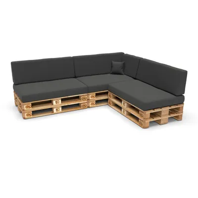 Produktbild von POKAR Palettenkissen Palettenauflagen mit abnehmbarem Bezug Palettensofa, Größe:8er Set, Farbe:Anthrazit
