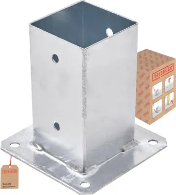 Produktbild von TRIBECCO® Aufschraubhülse für Vierkantholzpfosten Feuerverzinkt (80 x 80 mm) Pfosten Bodenhülse Zaunträger Hülse Bodenplatte Pfostenträger Anker