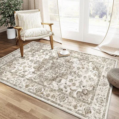 Obrázok produktu pre Koberec do obývačky, 120x170 cm, hnedý, umývateľný, vintage štýl, obdĺžnikový