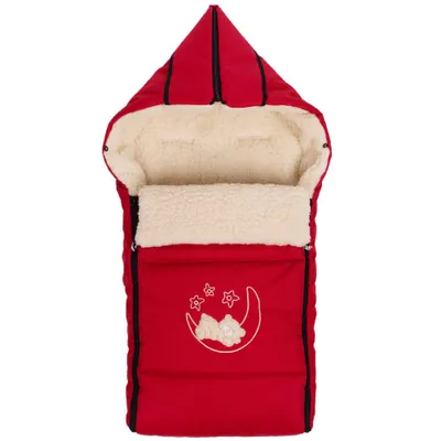 Produktbild von Winter Fußsack für Kinderwagen Babyschale Schlittensack Wollesack Baby Fußsack Kuschelsack Winterfußsack 40 x 90 cm (Rot)