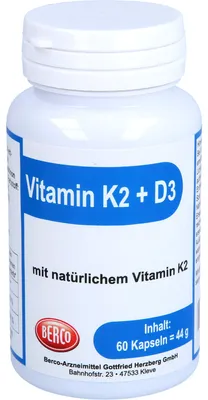 Produktbild von BERCO Vitamin K2 + D3 Kapseln, 60 St. Kapseln