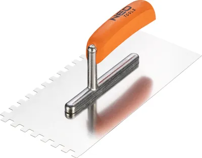 Produktbild von NEO TOOLS Glättekelle, gezahnt, 270x128 mm, Blattstärke: 0,7 mm, 8 mm zahn, rostfrei | Ergonomischer, lackierter Griff aus Buchenholz, Blatt aus rostfreiem Stahl