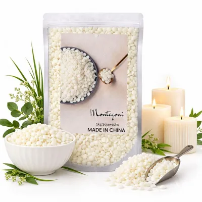 Produktbild von 100% natürliches Sojawachs für Kerzen 1kg ,Premium Kerzenwachs für die Kerzenherstellung aus biologischem Anbau, Rein natürlich Sojawachsfloken
